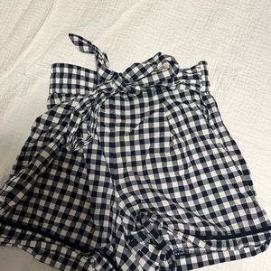 Size Small Loft tie drawstring Gingham Print (Navy and White)